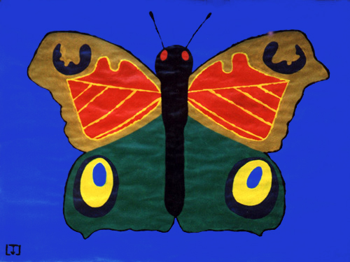 Vlinder - blauwe achtergrond